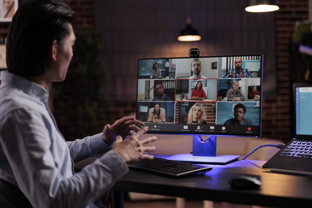 Office worker using videocall